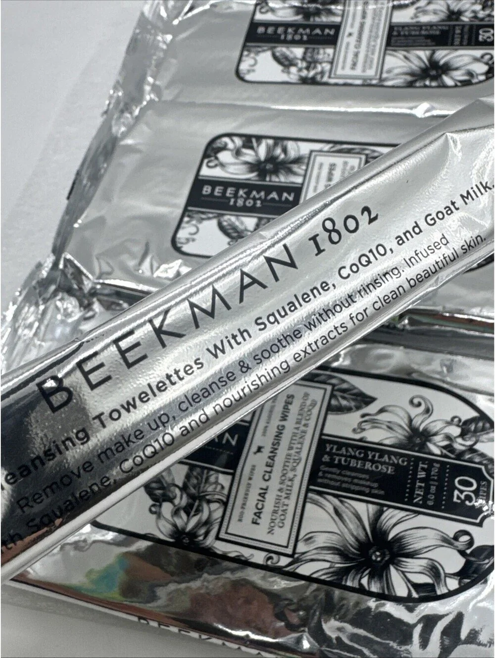 Beekman 1802 Facial Cleansing Wipes~4 PACKS of 30 Ylang Ylang & Tuberose CoQ10